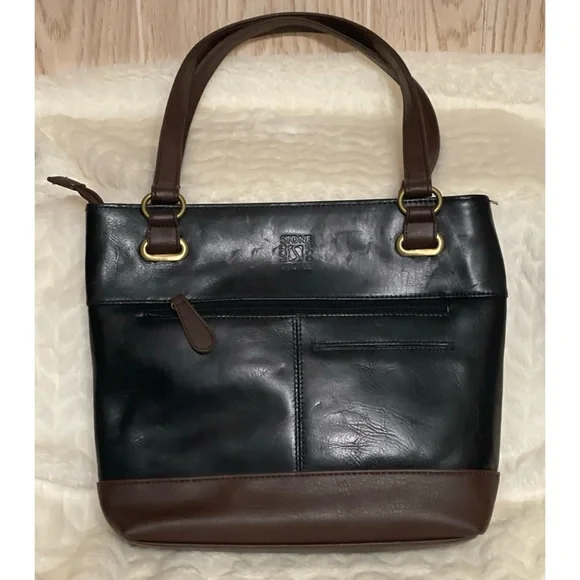 NEW Stone & Co Black Brown Megan Leather Colorblock Shoulder Bag $139 - Picture 3 of 8